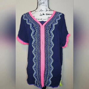 Cat & Jack Girl's Embroidered Boho Short Sleeve Top Size XL (14/16)